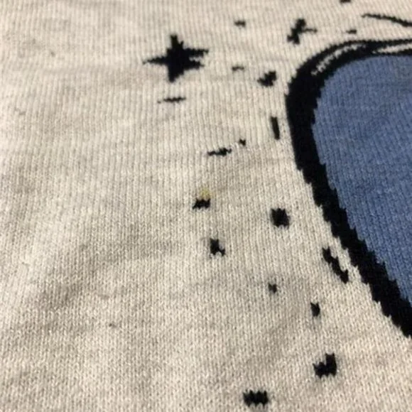 Womens Lisa Todd Gray Blue Hearts Cotton Cashmere Knit Sweater M - Picture 3 of 8